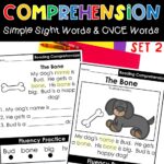 Reading Comprehension Set 2 Simple Sight Words and CVCE Words