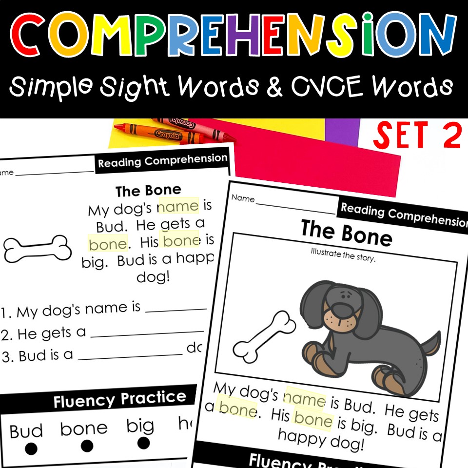 Reading　Comprehension　Set　Kreative　CVCE　in　Simple　Sight　Words　and　Words　Kinder
